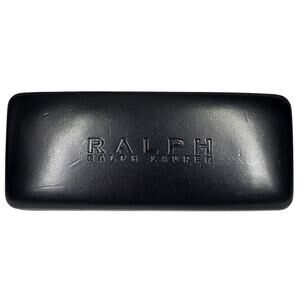 RALPH LAUREN BLACK HARD EYEGLASS CLAMSHELL CASE – GLOSS FINISH – LOGO EMBOSSED